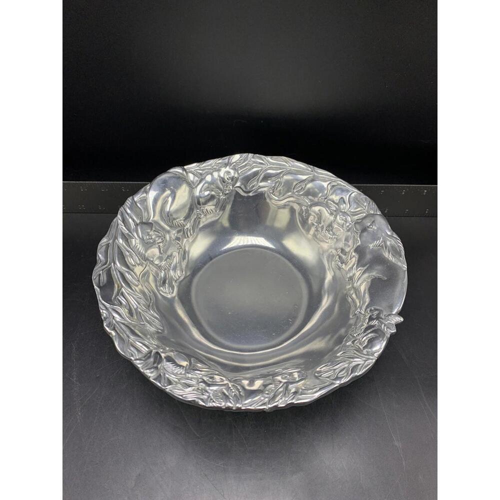 ARTHUR COURT 2002 Signed Aluminum Rabbit Bunny Salad Bowl